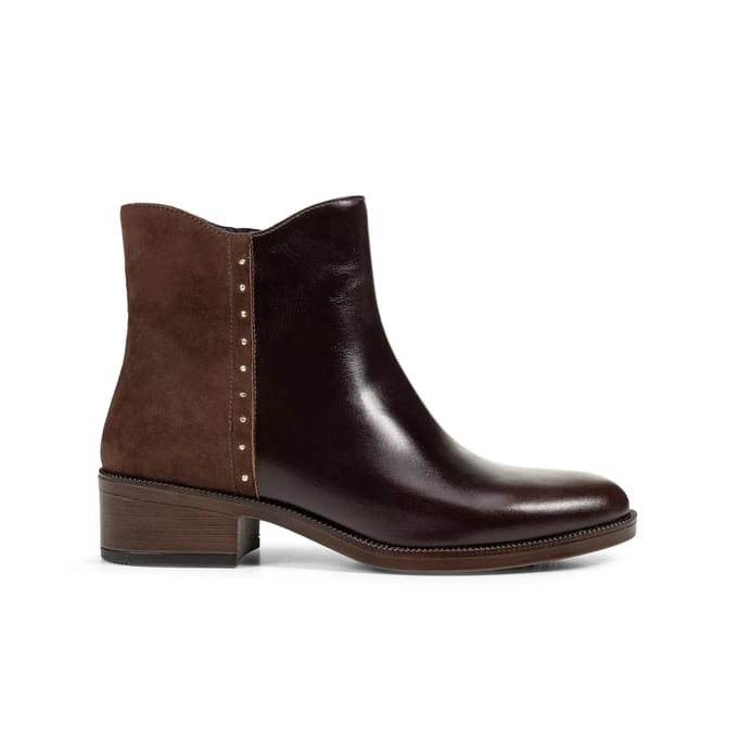 Geox D Camexia Leren Dames Donkerbruine Laarzen