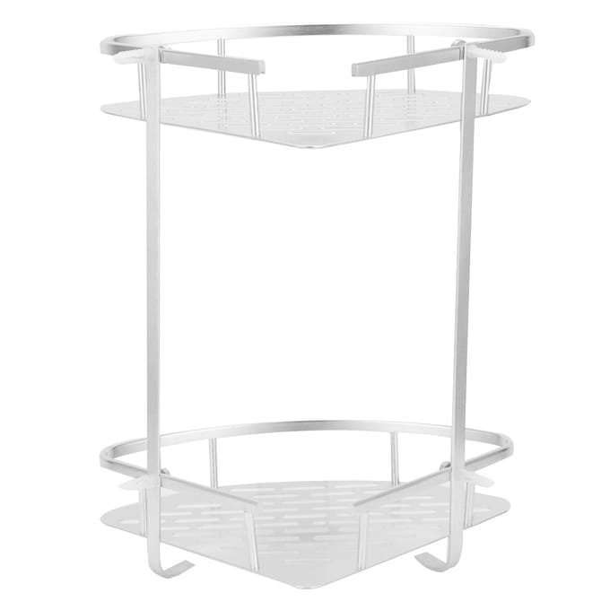 2-Laags Hoek Doucheplank Wandmontage Aluminium Rek voor Badkamer Keuken Slaapzaal white