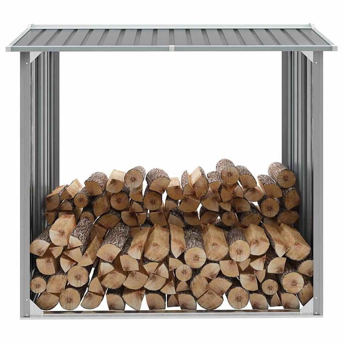 vidaXL - Haardhoutschuur - 172x91x154 - cm - gegalvaniseerd - staal - grijs