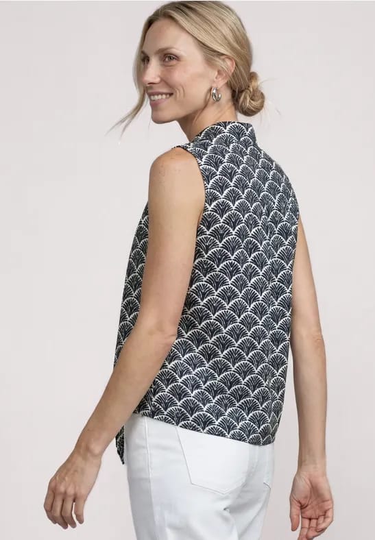 Blousetop met bowlingkraag en knoop