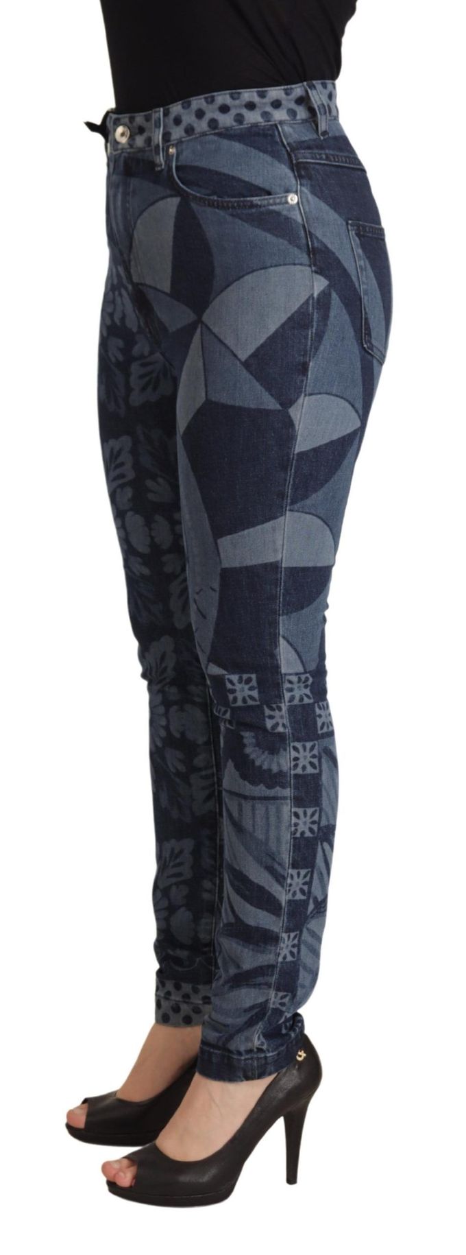 Dolce Gabbana Bloemige Geometrische Skinny Jeans