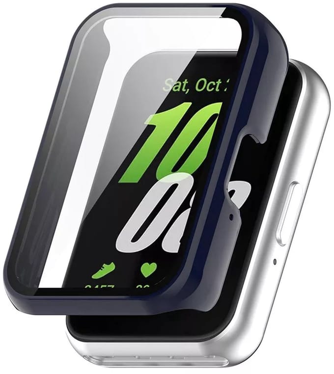Strap-it Hard case hoesje met glazen screen protector - geschikt voor Samsung Galaxy Fit 3 (donkerblauw)