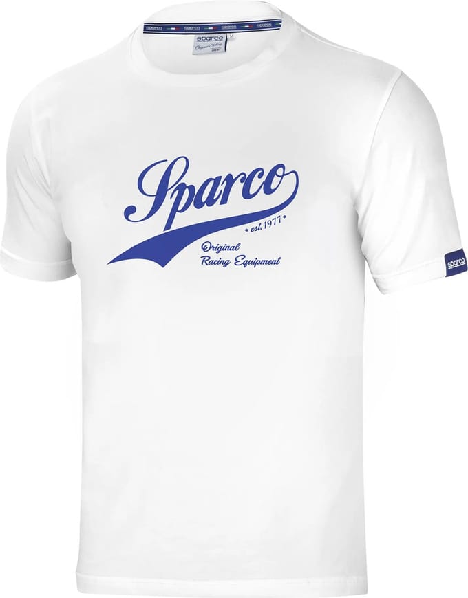 Men’s Short Sleeve T-Shirt Sparco Vintage White S