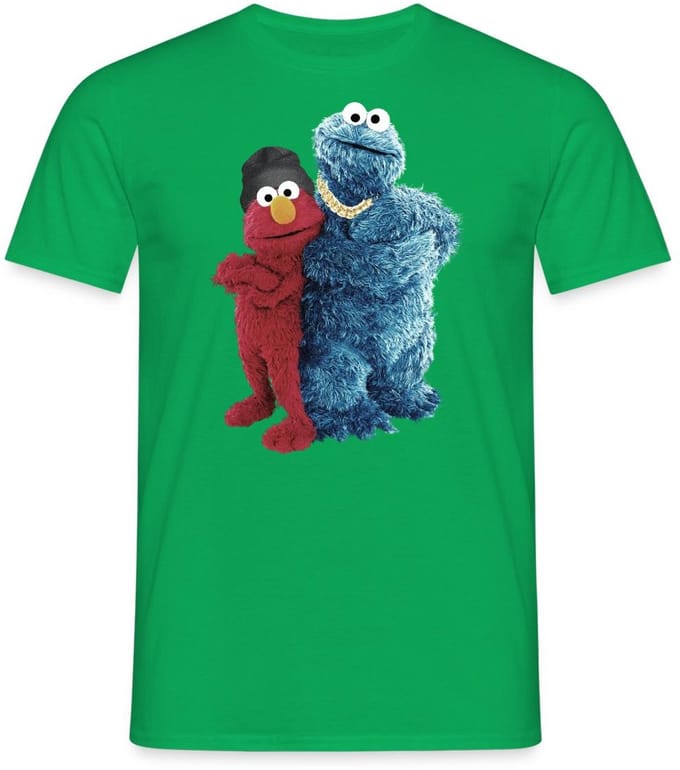 Sesamstraat Gangster Elmo Koekiemonster T-Shirt Heren