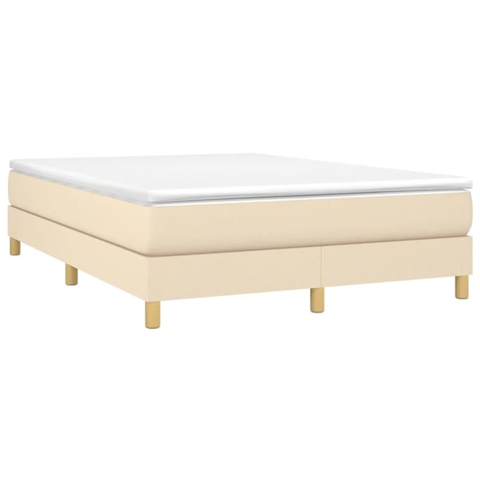 vidaXL - Boxspring - bed - stof - crèmekleurig - 140x200 - cm