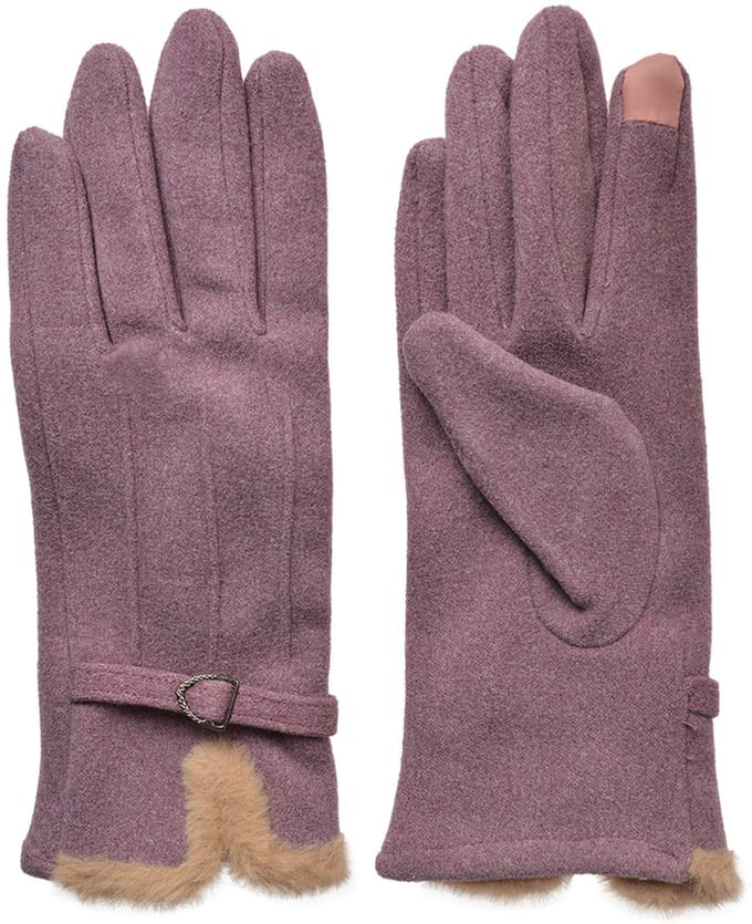 Clayre & Eef Handschoenen Winter 9x23 cm Paars Polyester