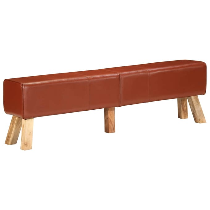 vidaXL - Gymbok - 160 - cm - echt - leer - bruin