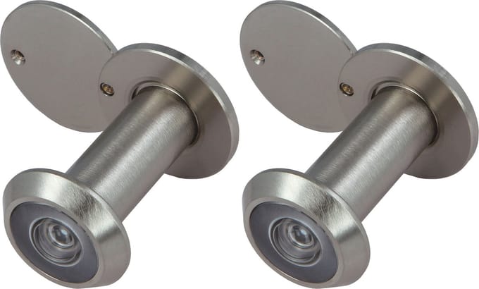2x amig deurspion - messing - mat zilver - 160° zicht - voor deuren 35-60 mm