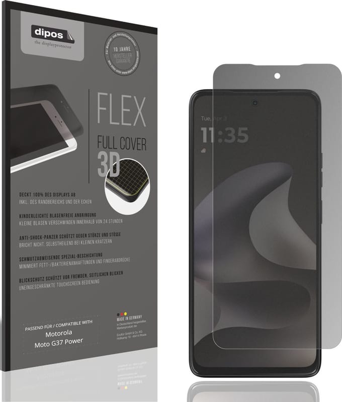 dipos FLEX – Matte Privacy Screenprotector geschikt voor Motorola Moto G37 Power | Volledige Schermbescherming | Case-Friendly