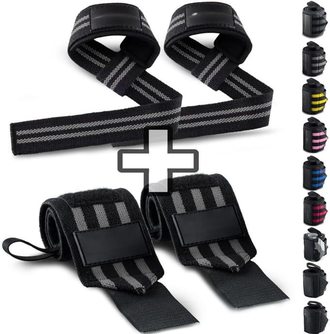 VLSelect® Lifting straps - Wrist wraps - Powerlifting - Zwart/Grijs