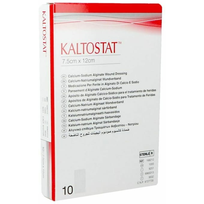 Kaltostat Steriel Verband 7.5cm x 12cm 10 Compressen