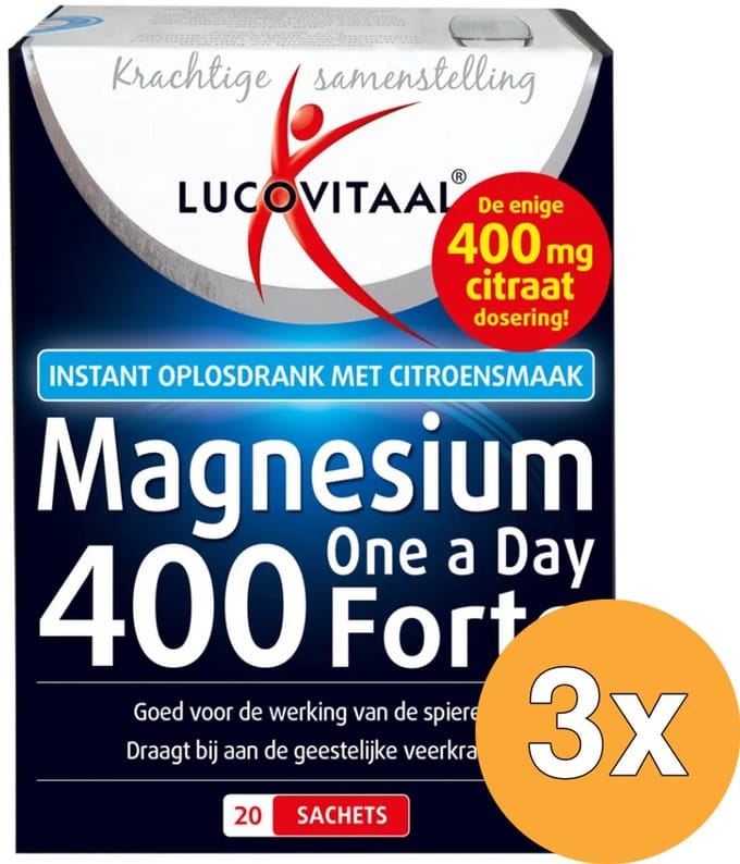 3x Lucovitaal Magnesium Citraat Poeder (20 sachets)