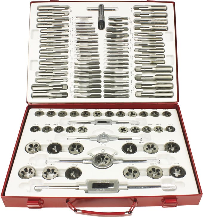 Professionele 110-dlg tap- en snijplaten set SAE / Metrisch MW Tools SKC110ETS