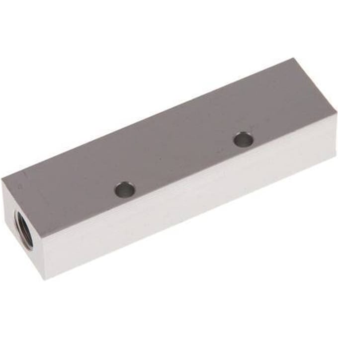 2xG 1/8'' x 4xM5 Aluminium Verdeelblok Eenzijdig 16 Bar