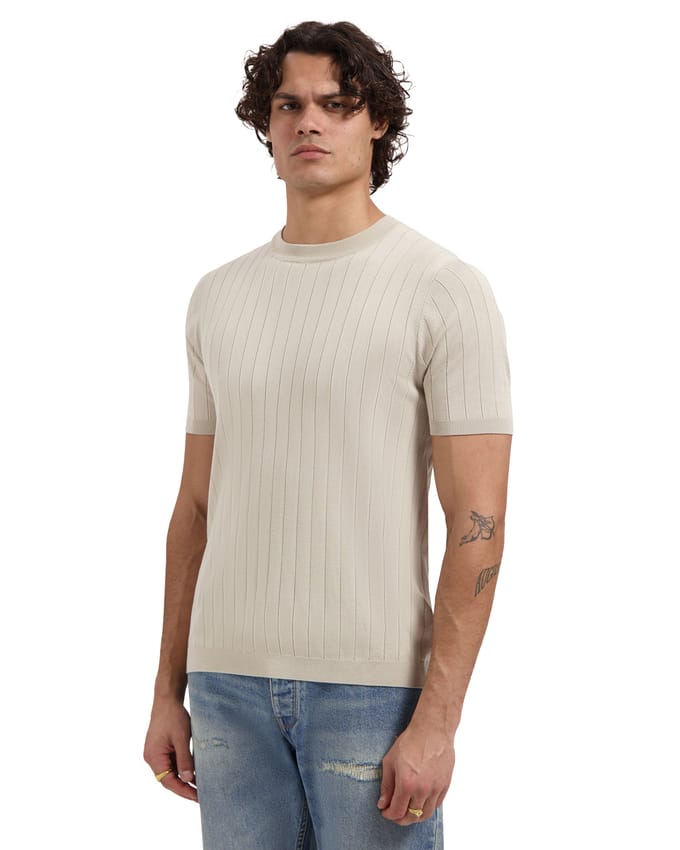 Pure Path Drop-Needle Knitted T-shirt Sand (26010808 - 46)