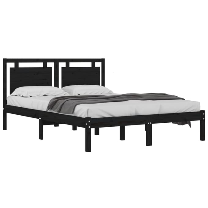 vidaXL - Bedframe - massief - hout - zwart - 200x200 - cm