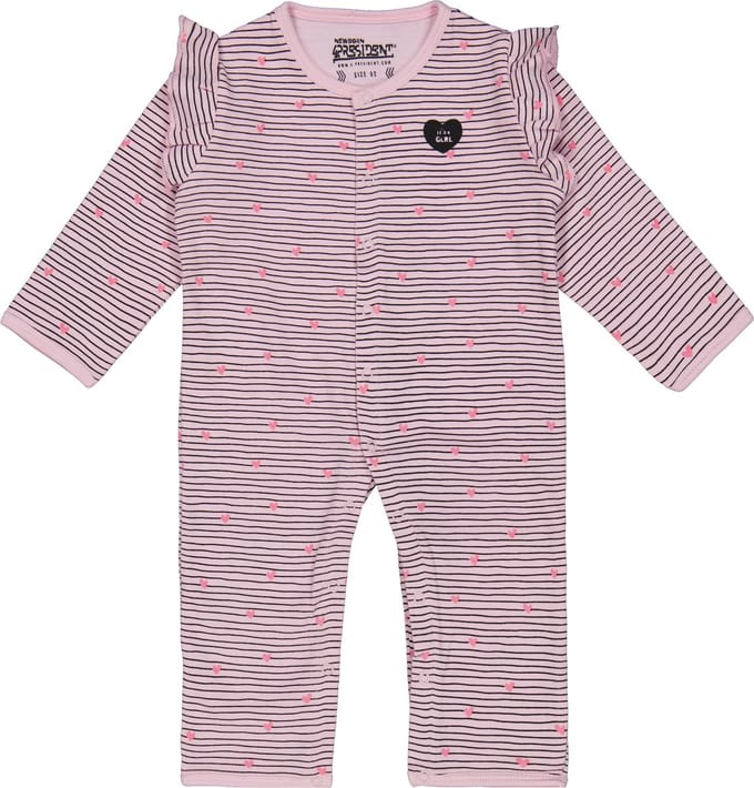 4PRESIDENT Romper - Stripe AOP Pink - Maat 68 - Rompertjes baby