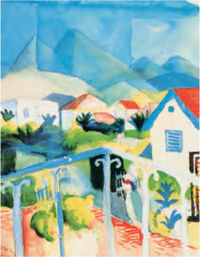 August Macke - Wit huis - Kunstposter - 60x80 cm