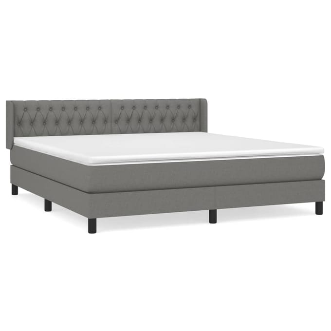 vidaXL - Boxspring - met - matras - stof - donkergrijs - 180x200 - cm