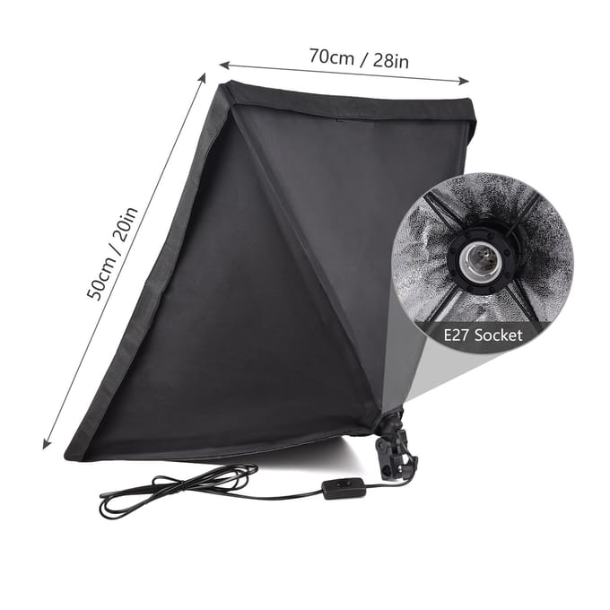 Softbox de photographie de Studio 50*70 cm avec sac de transport à prise E27 pour produit de Portrait en direct US Plug black
