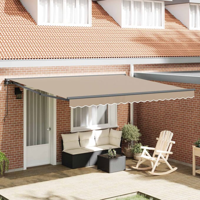 vidaXL - Zonnescherm - Frame - Beige - 400 - × - 300 - cm - Polyester - met - PU-coating