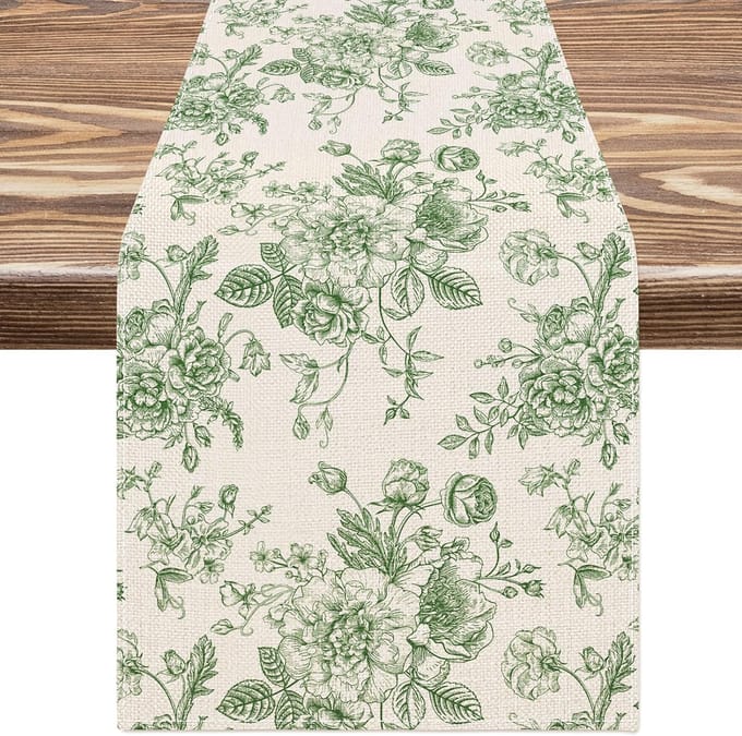 Chemin de table Chinoiserie Fleur Bleue Écharpe de Commode Décor Réutilisable Chemin de Table de Cuisine Salle à Manger Décorations de Fête de Fête 150x33cm