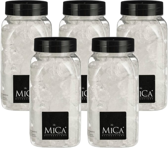 Mica Decorations decoratie steentjes - 5x - groot - 650 ml - 25-30 mm - transparant - siergrind