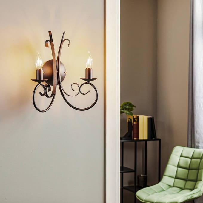 ONLI Wandlamp Pompei, 2-lamps, zwart