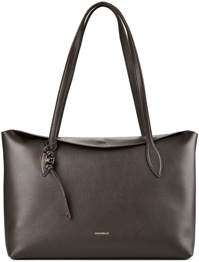 COCCINELLE Leren schoudertas Thess Handbag Grained Leather Fango donkergroen