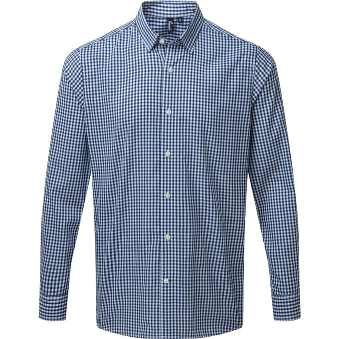 Premier Heren Maxton Check Shirt met lange mouwen (Marine / Wit)