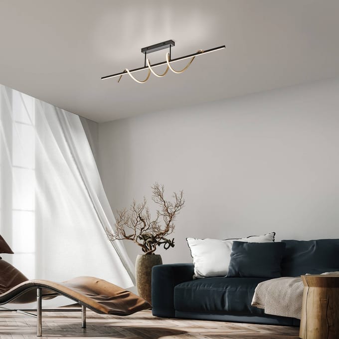 JUST LIGHT. GmbH JUST LIGHT. Emanda plafondlamp, ijzer, zwart-messing