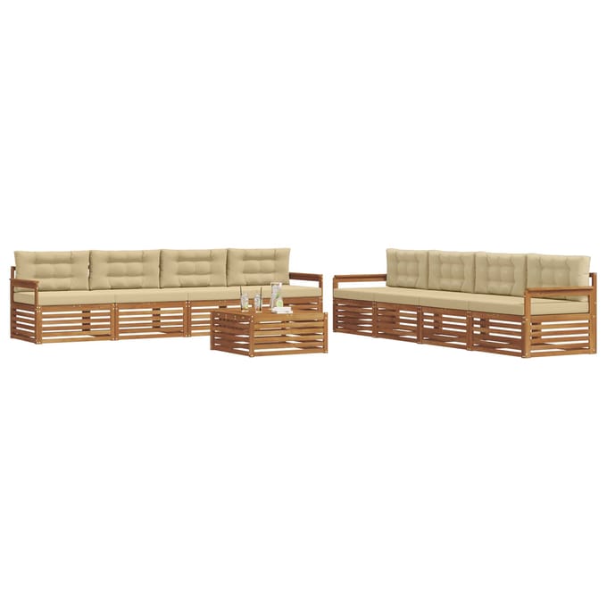vidaXL - Buiten - bank - set - 9 - st - Natuurlijk - en - Beige