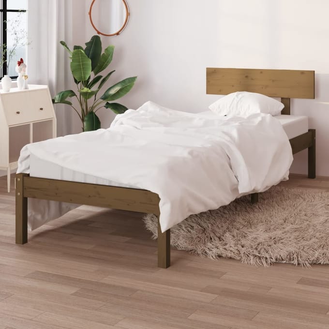 vidaXL - Bedframe - massief - grenenhout - honingbruin - 90x190 - cm