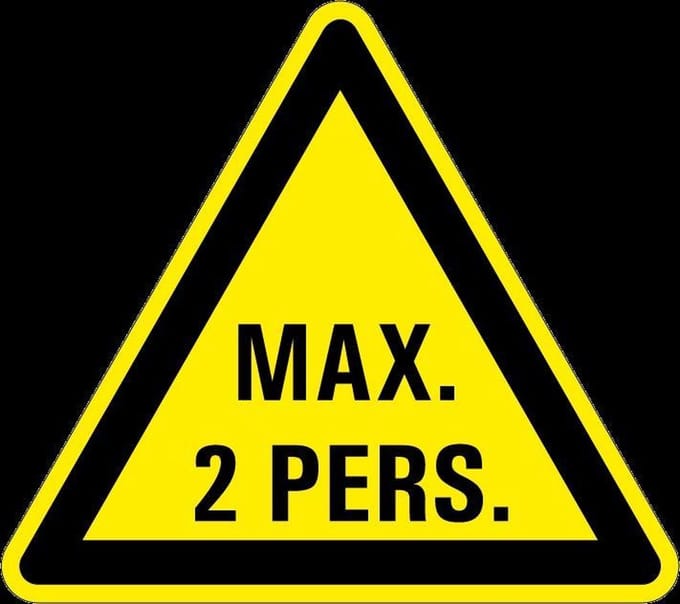 Waarschuwingssticker max. 2 personen 300 mm
