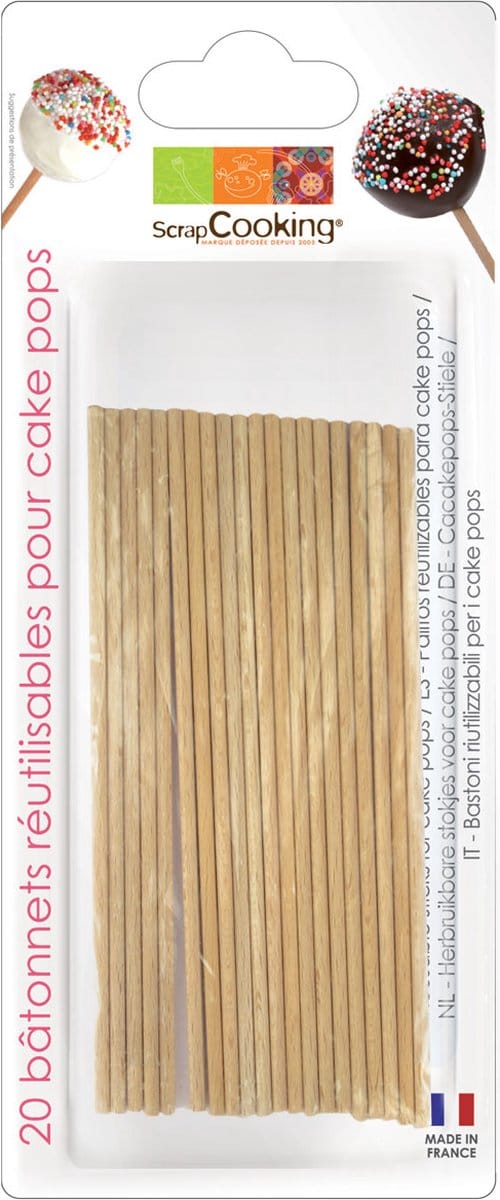 ScrapCooking Houten Cake Pop Stokjes 13cm pk/20