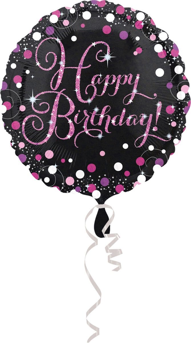 Amscan - Sparkling Celebrations - Folie Ballon Happy Birthday Pink (43 cm)