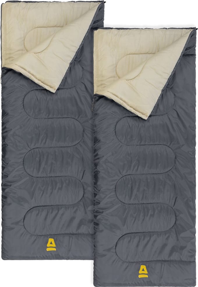 Abbey Camp Slaapzak - 2-pack - Dekenmodel - Grijs - 210 x 85 cm - Extra Ruim
