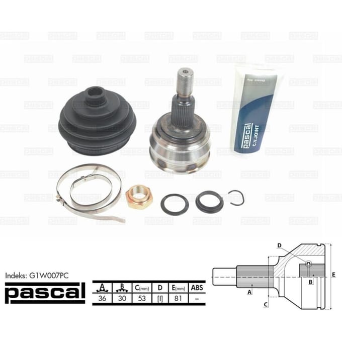 Homokineet reparatie set, aandrijfas PASCAL G1W007PC