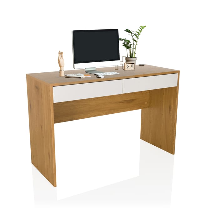 Bureau BERGA 120x50x78 cm 2 laden wit/eiken hjh LIVING