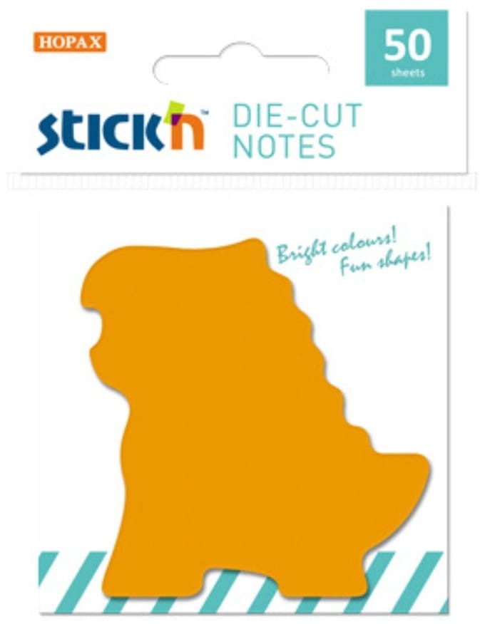 Stick'n Sticky Dinosaurus Notes - 70 x 68mm - Oranje - 50 Memoblaadjes