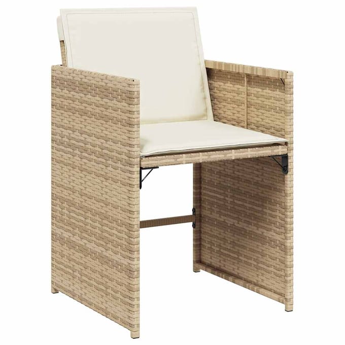 vidaXL Tuinstoelen 4 st met kussens poly rattan beige