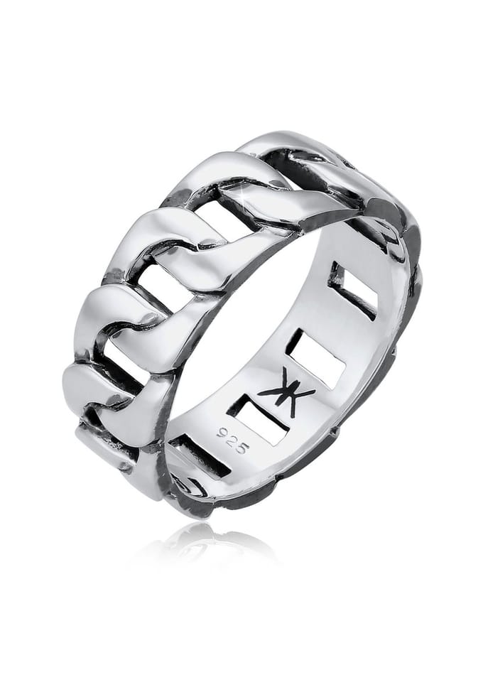 KUZZOI - Ring - Heren Statement Massief Trend Cool geoxideerd in 925 Sterling Zilver - Heren