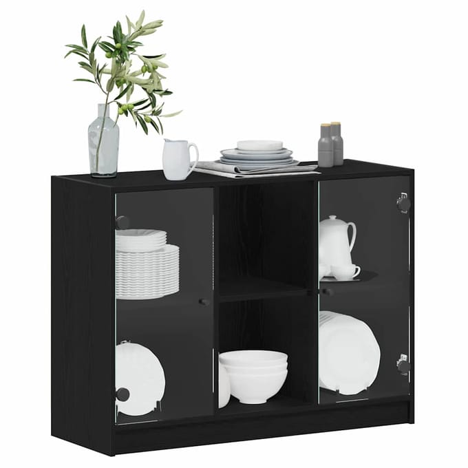 vidaXL - Dressoir - Zwart - Eiken - 100 - x - 37 - x - 75.5 - cm