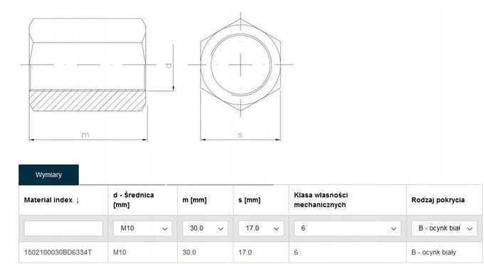 Verbindingsmoer M10 Verzinc - 1 stuk