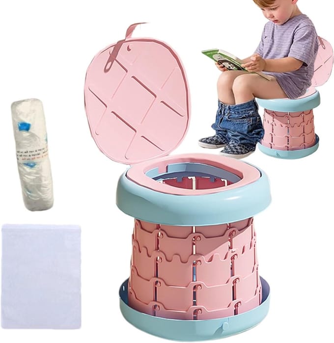 Reispot - Draagbaar toilet - Zindelijkheidstraining - Antislip basis - 30 cm - Roze