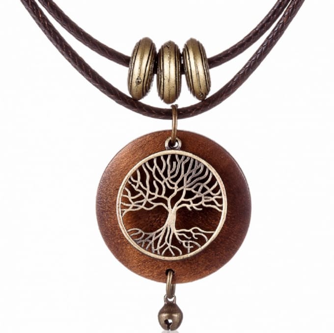 ketting- Frida - Bruin-Hout-Charme Bijoux
