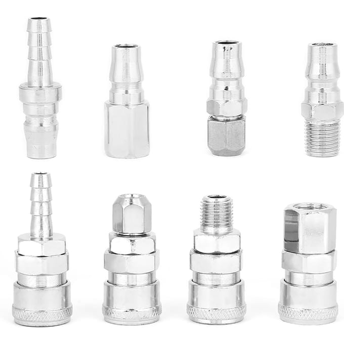 8 Stuks 1/4 Pneumatische Snelkoppelingen Ontgrendelingsplug Socket Connector Set voor Luchtcompressor Slang