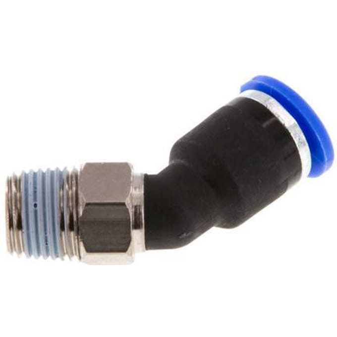 6mm x R1/8'' 45 graden L-verbinding Messing/PA 66 Insteekfitting Buitendraad NBR [2 Stuks]