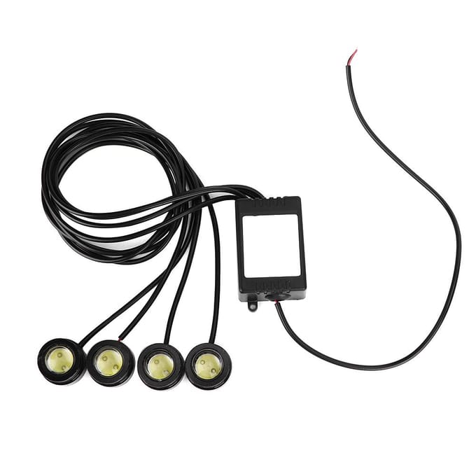 12V 6W 4in1 LED Eagle Eye Noodstroboscoop Draadloze DRL Afstandsbediening Dagrijverlichting black