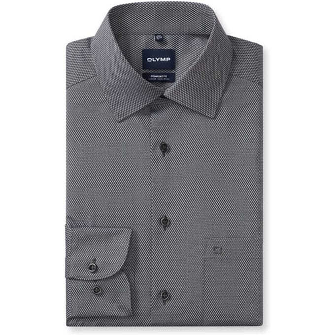 OLYMP Luxor Overhemd, Comfort Fit, New Kent, Zwart